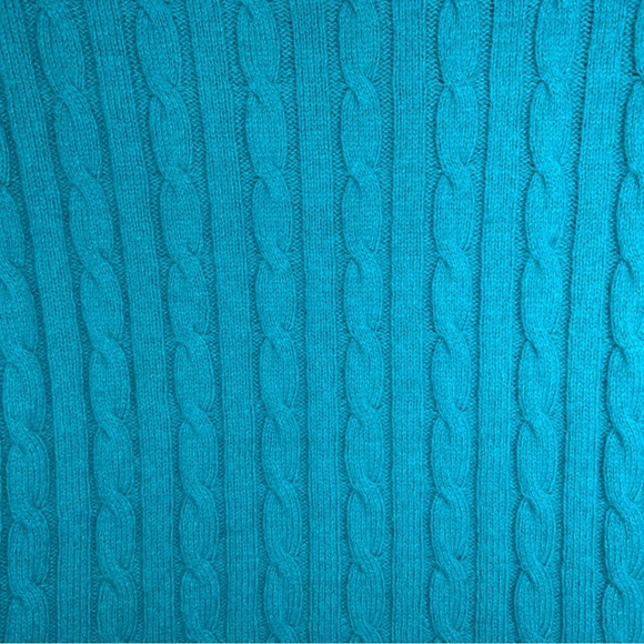 2X JC Penney Teal Merino Wool Cable Knit Sweater Vneck Long Sleeve - Picture 7 of 14